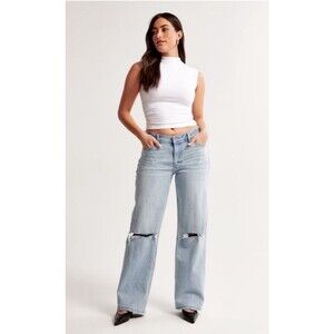 Abercrombie And Fitch Curve Love Baggy Low Rise Distressed Sz 6L